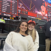 Grace O'Hara at stadium with friend